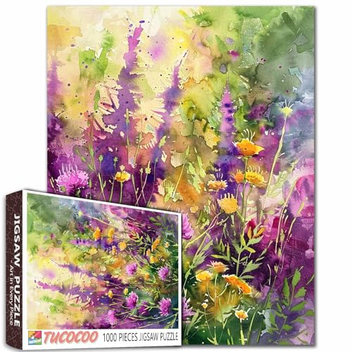 Abstraktes Aquarell-Blumen-Puzzle für Erwachsene, 1000 Teile, Aquarell, botanische Blumen, 50,8 x 68,9 cm, Puzzle, ästhetisches Geschenk, Wandkunst, Dekoration, Gehirn-Teaser-Spiel, Entspannungsspiel Abstraktes Aquarell-Blumen-Puzzle für Erwachsene, 1000 Teile, Aquarell, botanische Blumen, 50,8 x 68,9 cm, Puzzle, ästhetisches Geschenk, Wandkunst, Dekoration, Gehirn-Teaser-Spiel, Entspannungsspiel von Tucocoo