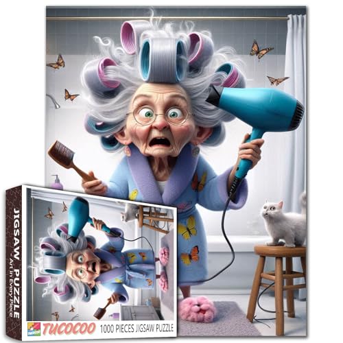 Alte Frau Blas Haar Jigsaw Puzzle für Erwachsene Alte Frau Kämmen Haar Kleine Katze Schmetterling Herausfordernde Familienaktivität Spiele Einzigartige Heimdekor Geschenke Familienaktivität Alte Frau Blas Haar Jigsaw Puzzle für Erwachsene Alte Frau Kämmen Haar Kleine Katze Schmetterling Herausfordernde Familienaktivität Spiele Einzigartige Heimdekor Geschenke Familienaktivität von Tucocoo