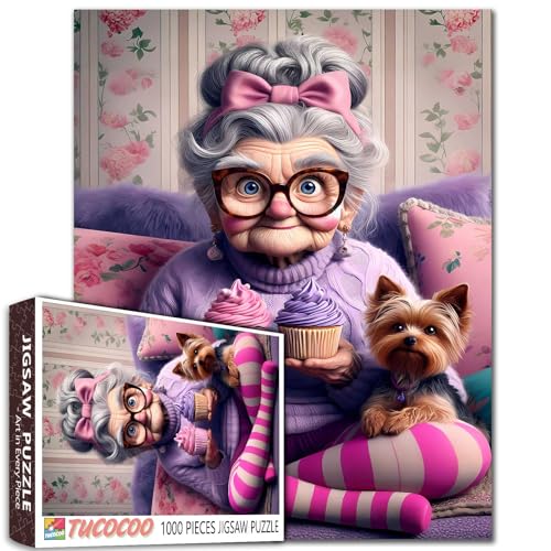 Alte Frau und Kleiner Hund Jigsaw Puzzles 1000 Stücke für Erwachsene Oma isst Dessert Bowknot Puzzles Intellektuelle Decompressing Spaß Familienspiel Geburtstagsfeier Spielzeug für Männer Frauen Alte Frau und Kleiner Hund Jigsaw Puzzles 1000 Stücke für Erwachsene Oma isst Dessert Bowknot Puzzles Intellektuelle Decompressing Spaß Familienspiel Geburtstagsfeier Spielzeug für Männer Frauen von Tucocoo