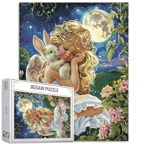 Angel Little Girl Puzzles für Erwachsene Mondlicht Schöne Feenpuzzles 1000 Teile Herausfordernde Puzzle Perfekt für Spielabende DIY Home Wall Decor Kaninchen Puzzle Kunst Geschenke Angel Little Girl Puzzles für Erwachsene Mondlicht Schöne Feenpuzzles 1000 Teile Herausfordernde Puzzle Perfekt für Spielabende DIY Home Wall Decor Kaninchen Puzzle Kunst Geschenke von Tucocoo