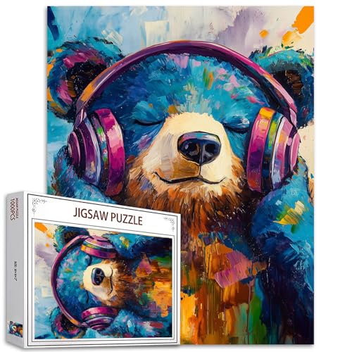 Bär, das Musik hört, Puzzles für Erwachsene, 1000 Teile, niedliches Tier-Puzzle, 50,8 x 68,9 cm, buntes Puzzle, Familienpuzzle, perfekt für Spielabende, Heimdekoration, Wanddekoration Bär, das Musik hört, Puzzles für Erwachsene, 1000 Teile, niedliches Tier-Puzzle, 50,8 x 68,9 cm, buntes Puzzle, Familienpuzzle, perfekt für Spielabende, Heimdekoration, Wanddekoration von Tucocoo