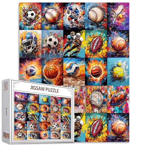 Ball Games Banksy Jigsaw Puzzles 1000 Teile für Erwachsene Hartfaserplatten Puzzle Herausfordernde Puzzle perfekt für Spielabende DIY Home Wall Decor-Kunstpuzzle-Ball Graffiti Street Art 27“ x 20“ von Tucocoo