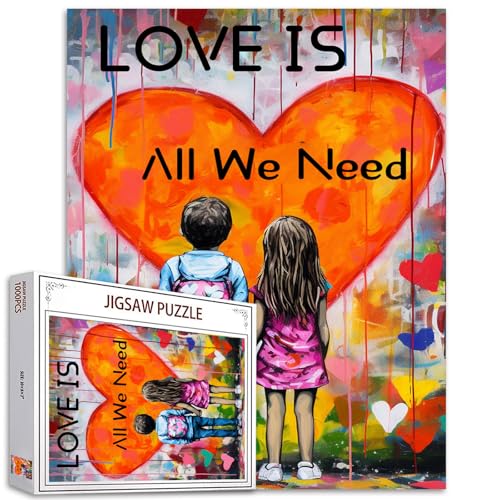 Banksy Street Art Jigsaw Puzzles 1000 Teile für Erwachsene, Familien (Junge und Mädchen, Liebe, Herz, Buchstabe, Kind) Teile passen perfekt zusammen 19.7''x27.6''inch DoodleFrameable Magic Puzzle Art von Tucocoo