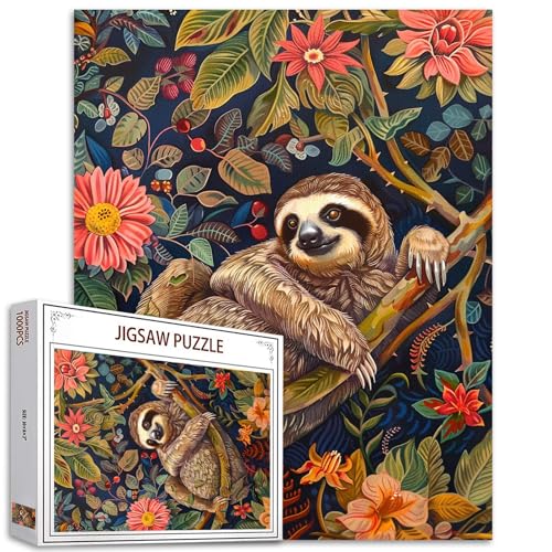 Buntes Faultier-Puzzle für Erwachsene, 1000 Teile, einzigartiges Retro-Tier auf Bäumen, Puzzle, Kunst, Heimdekoration, Geschenk, Spielzeug für Männer und Frauen, Puzzlekunst für Familie, Buntes Faultier-Puzzle für Erwachsene, 1000 Teile, einzigartiges Retro-Tier auf Bäumen, Puzzle, Kunst, Heimdekoration, Geschenk, Spielzeug für Männer und Frauen, Puzzlekunst für Familie, von Tucocoo