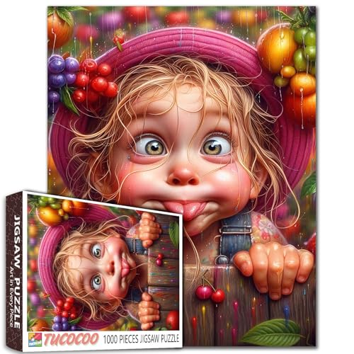 EIN kleines Mädchen Macht lustige Gesichter Jigsaw Puzzles für Erwachsene Freude Kleines Mädchen Puzzles Einzigartige Heimdekor Geschenke Beste für Familie Spiel Spiele Sammlung Entspannung von Tucocoo