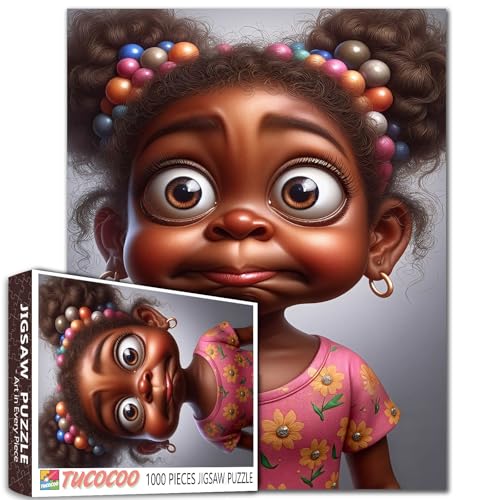 EIN kleines Mädchen mit lockigem Haar und großen Augen Puzzle 1000 Stück für Erwachsene Großkopf Mädchen Puzzle Relaxation Entertainment Activity Intellectual Decompressing Fun Family Game von Tucocoo