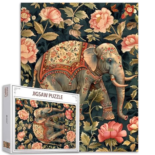 Elefanten-Portrait-Puzzle, 1000 Teile für Erwachsene, rustikale Blumen, Tiere, Puzzle, herausforderndes Puzzle, perfekt für Spielgeschenke, DIY-Wanddekoration, Kunst-Puzzles, 68,6 x 50,8 cm Elefanten-Portrait-Puzzle, 1000 Teile für Erwachsene, rustikale Blumen, Tiere, Puzzle, herausforderndes Puzzle, perfekt für Spielgeschenke, DIY-Wanddekoration, Kunst-Puzzles, 68,6 x 50,8 cm von Tucocoo