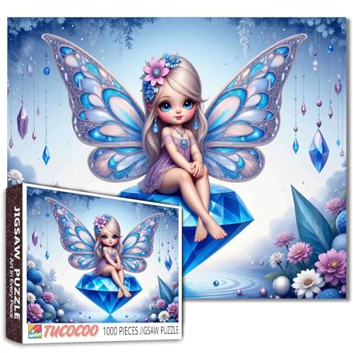 Fairy Winged Girl Puzzle, 1000 Teile Puzzle für Erwachsene, 68,6 x 50,8 cm, HD-Qualität, Mädchen- und Riesen-Diamant-Puzzle, Geschenk, Familienaktivität, perfekt für Spieleabend Fairy Winged Girl Puzzle, 1000 Teile Puzzle für Erwachsene, 68,6 x 50,8 cm, HD-Qualität, Mädchen- und Riesen-Diamant-Puzzle, Geschenk, Familienaktivität, perfekt für Spieleabend von Tucocoo