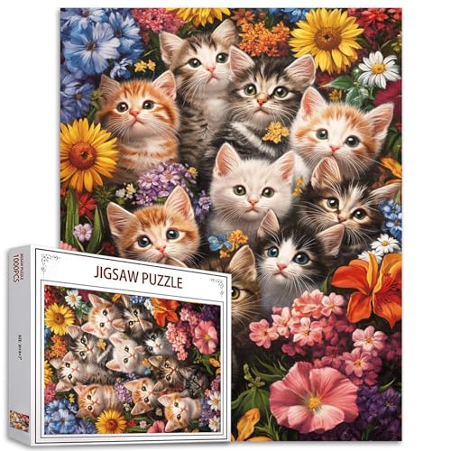 Fancy Cats 1000-teiliges Puzzle, buntes Blumen-Kätzchen-Familienpuzzle, 1000-teiliges Puzzle für Erwachsene, lustige Tiersammlung, perfektes Puzzle für Katzenliebhaber Fancy Cats 1000-teiliges Puzzle, buntes Blumen-Kätzchen-Familienpuzzle, 1000-teiliges Puzzle für Erwachsene, lustige Tiersammlung, perfektes Puzzle für Katzenliebhaber von Tucocoo