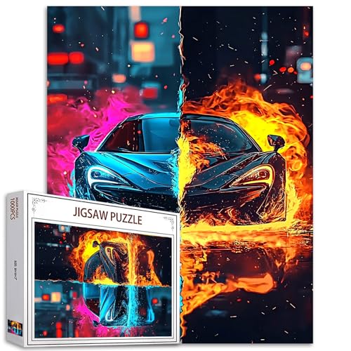 Fire Car 1000 Piece Jigsaw Puzzles für Erwachsene Auto in Neon Blau Malerei Jigsaw Puzzle Auto in Flamme Rot Puzzle herausfordernde Familienaktivität Kunst Stadtbild Puzzle Decor Fahrzeug Geschenke Fire Car 1000 Piece Jigsaw Puzzles für Erwachsene Auto in Neon Blau Malerei Jigsaw Puzzle Auto in Flamme Rot Puzzle herausfordernde Familienaktivität Kunst Stadtbild Puzzle Decor Fahrzeug Geschenke von Tucocoo