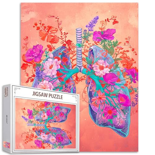 Flower Lungs Jigsaw Puzzles 1000 Teile Herausfordernde Holzpuzzles für Erwachsene Abstrast Menschliche Organ Anatomie Puzzles Blühende Blumen Floral Lungs „Breathe “Puzzles Kunst Geschenk Flower Lungs Jigsaw Puzzles 1000 Teile Herausfordernde Holzpuzzles für Erwachsene Abstrast Menschliche Organ Anatomie Puzzles Blühende Blumen Floral Lungs „Breathe “Puzzles Kunst Geschenk von Tucocoo