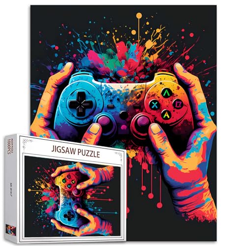 Gaming Themed Puzzles für Erwachsene 1000 Stück Videospiel Aquarell-Puzzle Kunst 27 x 20 Zoll Bunte DIY Puzzles für Home Decoration Familie Puzzle perfekt für Game Nights von Tucocoo