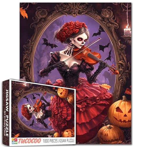 Gothic Skelett Frau spielt Violine 1000 Teile Puzzle für Erwachsene Studenten Halloween Stil Gruselkunst Puzzles 50,8 x 68,6 cm herausforderndes großes Puzzle Geschenk für Horror-Liebhaber Gothic Skelett Frau spielt Violine 1000 Teile Puzzle für Erwachsene Studenten Halloween Stil Gruselkunst Puzzles 50,8 x 68,6 cm herausforderndes großes Puzzle Geschenk für Horror-Liebhaber von Tucocoo