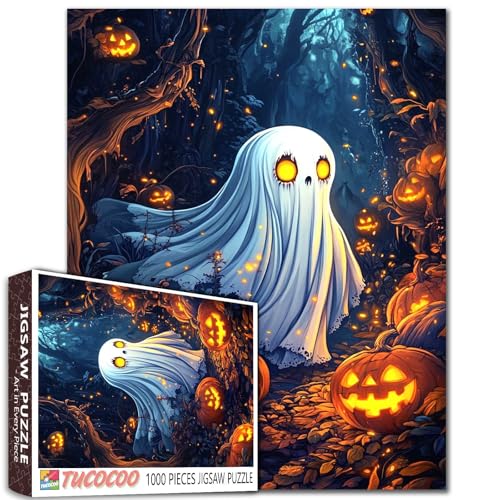 Halloween Ghost 1000 Teile Puzzle für Erwachsene Gruselwald mit leuchtenden Kürbissen Nachtszene Puzzles Spaß herausforderndes Puzzle für Familienspielabende Home Wall Decor Halloween Party Geschenk Halloween Ghost 1000 Teile Puzzle für Erwachsene Gruselwald mit leuchtenden Kürbissen Nachtszene Puzzles Spaß herausforderndes Puzzle für Familienspielabende Home Wall Decor Halloween Party Geschenk von Tucocoo