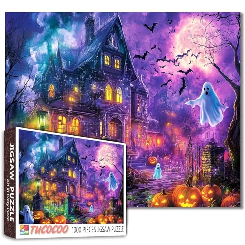 Halloween-Gruselschloss-Puzzle, 1000 Teile für Erwachsene, Vampirfledermäuse, Vollmond-Puzzle, herausforderndes Puzzle, perfekt für Spielabende, DIY-Wanddekoration, Halloween-Dekor, Kunst-Puzzles Halloween-Gruselschloss-Puzzle, 1000 Teile für Erwachsene, Vampirfledermäuse, Vollmond-Puzzle, herausforderndes Puzzle, perfekt für Spielabende, DIY-Wanddekoration, Halloween-Dekor, Kunst-Puzzles von Tucocoo