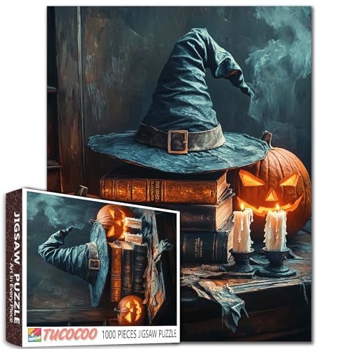 Halloween Kürbis Jigsaw Puzzle für Erwachsene Hexenhut und Bücher Horror-Puzzles Entspannung Unterhaltung Aktivität Herausfordernd für Familie oder Freunde Spiel Einzigartiges Geschenk Halloween Kürbis Jigsaw Puzzle für Erwachsene Hexenhut und Bücher Horror-Puzzles Entspannung Unterhaltung Aktivität Herausfordernd für Familie oder Freunde Spiel Einzigartiges Geschenk von Tucocoo