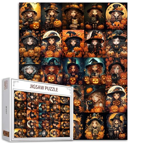 Halloween Mädchen 1000 Stück Jigsaw Puzzles für Erwachsene niedliche Katze unter Mondlicht Puzzles Kürbis Hexe Puzzle für anspruchsvolle perfekt für Spiel-Nächte Bunte Home Wall Decor Kunst Geschenk Halloween Mädchen 1000 Stück Jigsaw Puzzles für Erwachsene niedliche Katze unter Mondlicht Puzzles Kürbis Hexe Puzzle für anspruchsvolle perfekt für Spiel-Nächte Bunte Home Wall Decor Kunst Geschenk von Tucocoo