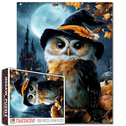 Halloween-Nachteule, 1000 Teile, Puzzles für Erwachsene, alle Heiligtümer, Hexenhut, Eule, Puzzle, 1000 Teile, Kürbisschloss, Urlaub, Halloween, Party, Geschenke, Puzzlekunst Halloween-Nachteule, 1000 Teile, Puzzles für Erwachsene, alle Heiligtümer, Hexenhut, Eule, Puzzle, 1000 Teile, Kürbisschloss, Urlaub, Halloween, Party, Geschenke, Puzzlekunst von Tucocoo