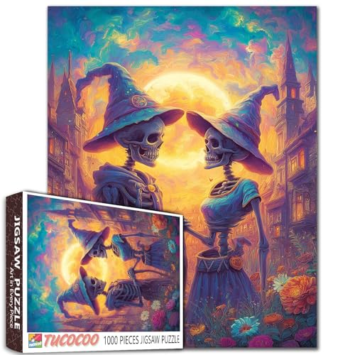 Halloween-Puzzles für Mädchen und Totenkopf, 1000 Teile für Erwachsene, Tag der Toten, Puzzle-Spiel für Erwachsene, magische Hexe, herausfordernde Puzzle, Familie, DIY-Bastelpuzzle Halloween-Puzzles für Mädchen und Totenkopf, 1000 Teile für Erwachsene, Tag der Toten, Puzzle-Spiel für Erwachsene, magische Hexe, herausfordernde Puzzle, Familie, DIY-Bastelpuzzle von Tucocoo