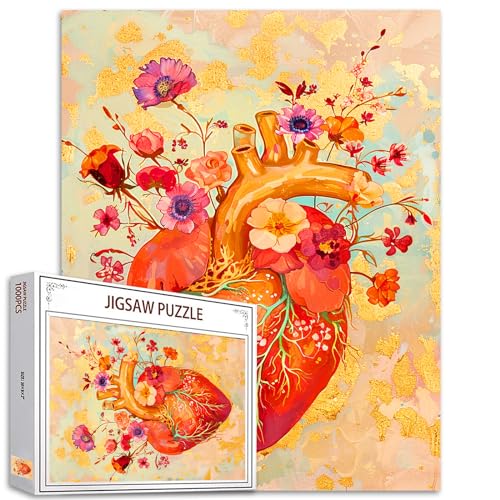Herzen Blume Jigsaw Puzzles für Erwachsene 1000 Stück, menschliche Orgel Kunstwerk Jigsaw Puzzle 27 x 20 Zoll Bunte DIY Puzzles für Home Decoration, Familie Puzzle perfekt für Spielabende Herzen Blume Jigsaw Puzzles für Erwachsene 1000 Stück, menschliche Orgel Kunstwerk Jigsaw Puzzle 27 x 20 Zoll Bunte DIY Puzzles für Home Decoration, Familie Puzzle perfekt für Spielabende von Tucocoo