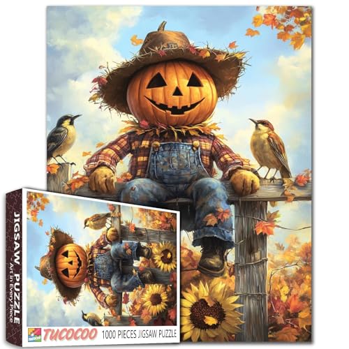 Herbsternte Kürbis-Vogelscheuche Puzzle, 1000 Teile Puzzle für Erwachsene, 68,6 x 50,8 cm, HD-Qualität, Erntedankfest, Herbst-Puzzle, Geschenk, Familienaktivität, perfekt für Spieleabend Herbsternte Kürbis-Vogelscheuche Puzzle, 1000 Teile Puzzle für Erwachsene, 68,6 x 50,8 cm, HD-Qualität, Erntedankfest, Herbst-Puzzle, Geschenk, Familienaktivität, perfekt für Spieleabend von Tucocoo