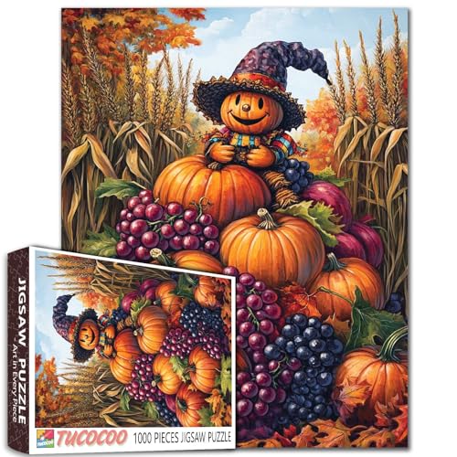 Herbsternte-Puzzle, Thanksgiving, 1000-teiliges Puzzle für Erwachsene, 68,6 x 50,8 cm, Herbst-Natur, Herbstlaub-Puzzles für Familien, HD-Qualität, Puzzle-Geschenk, Aktivitätsspielabend Herbsternte-Puzzle, Thanksgiving, 1000-teiliges Puzzle für Erwachsene, 68,6 x 50,8 cm, Herbst-Natur, Herbstlaub-Puzzles für Familien, HD-Qualität, Puzzle-Geschenk, Aktivitätsspielabend von Tucocoo