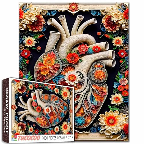 Herz Menschliche Organe Jigsaw Puzzles 1000 Stücke für Erwachsene Organe Anatomie Blumenpflanzen Puzzles Challenging for Family or Friends Game Relaxation Entertainment Activity 19.7 x 27.6 Zoll Herz Menschliche Organe Jigsaw Puzzles 1000 Stücke für Erwachsene Organe Anatomie Blumenpflanzen Puzzles Challenging for Family or Friends Game Relaxation Entertainment Activity 19.7 x 27.6 Zoll von Tucocoo