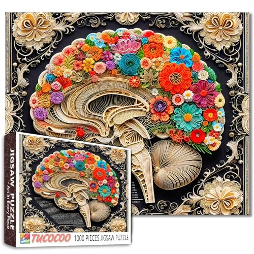 Human Organ Jigsaw Puzzles für Erwachsene Gehirn Pflanze Blume Bunte Puzzles Bildungsspiel Herausforderung Spielzeug für Männer Frauen unmöglich schwer schwierig herausfordernd für Erwachsene von Tucocoo