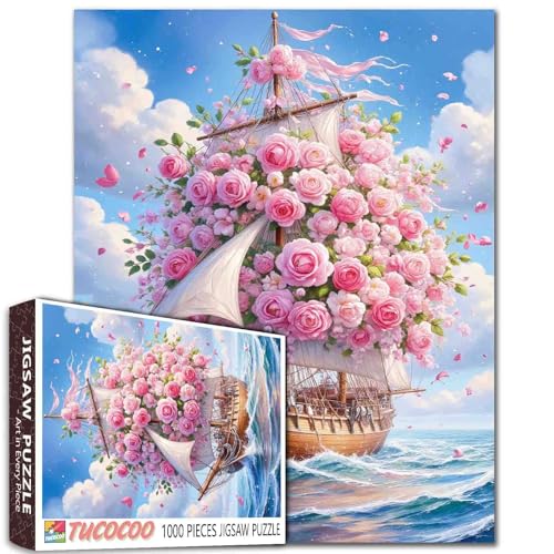 Hunge Piratenboot-Puzzle, rosa Rosen, Piratenboot, 1000 Teile, Puzzle für Erwachsene, 68,6 x 50,8 cm, Puzzles für Familien, HD-Qualität, Puzzle-Geschenk, Familienaktivität für Spielabende Hunge Piratenboot-Puzzle, rosa Rosen, Piratenboot, 1000 Teile, Puzzle für Erwachsene, 68,6 x 50,8 cm, Puzzles für Familien, HD-Qualität, Puzzle-Geschenk, Familienaktivität für Spielabende von Tucocoo