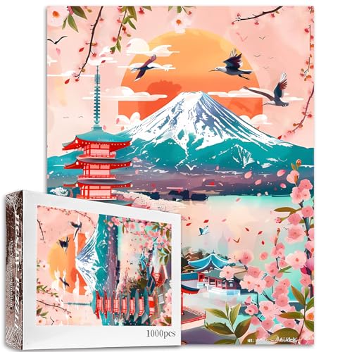 Japanischer Berg Fuji-Kirschblüten-Puzzle, 1000 Teile, für Erwachsene, Sonnenuntergang, Wildgansee, Kunst, 50,8 x 68,6 cm, buntes DIY-Puzzle für Heimdekoration, Geschenkidee für Familienspielabend Japanischer Berg Fuji-Kirschblüten-Puzzle, 1000 Teile, für Erwachsene, Sonnenuntergang, Wildgansee, Kunst, 50,8 x 68,6 cm, buntes DIY-Puzzle für Heimdekoration, Geschenkidee für Familienspielabend von Tucocoo