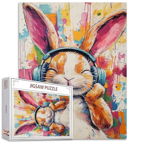 Kaninchen-Puzzle, Musikhören, für Erwachsene, 1000 Teile, Hasen-Puzzle, niedliche Tier-Puzzle, Kunst, 1000 Teile, Familienpuzzle, perfekt für Spielabende Kaninchen-Puzzle, Musikhören, für Erwachsene, 1000 Teile, Hasen-Puzzle, niedliche Tier-Puzzle, Kunst, 1000 Teile, Familienpuzzle, perfekt für Spielabende von Tucocoo