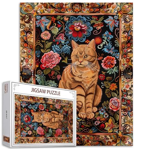Katzen-Puzzle, Retro-Palast-Stil, 1000 Teile für Erwachsene, schöne Blumentiere, Puzzle, herausforderndes Puzzle, perfekt für Spielgeschenke, DIY-Wanddekoration, Kunst-Puzzles, 68,6 x 50,8 cm Katzen-Puzzle, Retro-Palast-Stil, 1000 Teile für Erwachsene, schöne Blumentiere, Puzzle, herausforderndes Puzzle, perfekt für Spielgeschenke, DIY-Wanddekoration, Kunst-Puzzles, 68,6 x 50,8 cm von Tucocoo