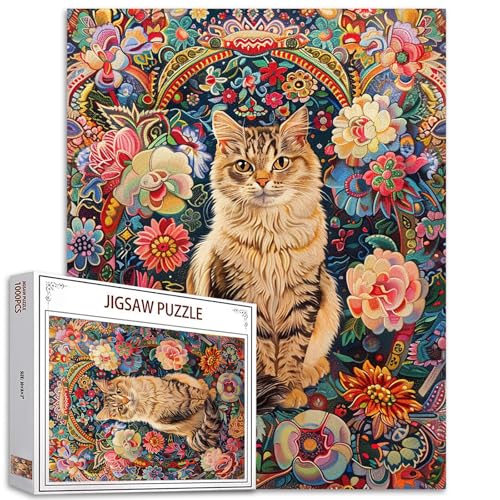 Katzenpuzzle Puzzles für Erwachsene, 1000 Teile Blumenpuzzle für Katzenliebhaber, rustikales Blumenmuster, Boho-Blumenpuzzle, lustige Spiele für Familie und Freunde, Puzzlekunst Katzenpuzzle Puzzles für Erwachsene, 1000 Teile Blumenpuzzle für Katzenliebhaber, rustikales Blumenmuster, Boho-Blumenpuzzle, lustige Spiele für Familie und Freunde, Puzzlekunst von Tucocoo