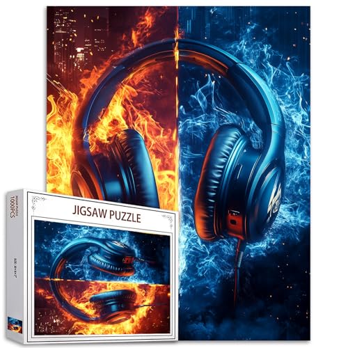 Kopfhörer, 1000-teiliges Puzzle für Erwachsene, Spielpuzzle für Erwachsene, 1000 Teile, Eis- und Feuerpuzzle, Kunst, Familienspiel, Erwachsenenpuzzle, Raumdekoration, cooles Puzzle, 1000 Teile Kopfhörer, 1000-teiliges Puzzle für Erwachsene, Spielpuzzle für Erwachsene, 1000 Teile, Eis- und Feuerpuzzle, Kunst, Familienspiel, Erwachsenenpuzzle, Raumdekoration, cooles Puzzle, 1000 Teile von Tucocoo