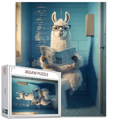 Lama Toilette 1000 Stück Jigsaw Puzzles für Erwachsene Kamel Zeitungspuzzle Wildlife Toilette Puzzle Herausfordernde Familie Aktivität Spiele Bunte DIY Handwerk Puzzle für Home Decor Geschenke von Tucocoo