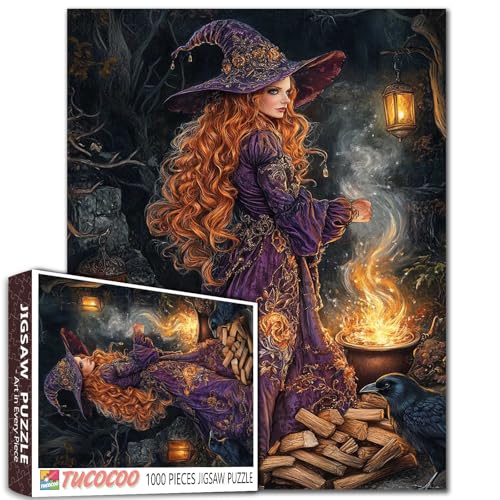 Lila Elegante Hexe Halloween Jigsaw Puzzle für Erwachsene Dunkle Fantasy Stil Puzzles Entspannung Unterhaltung Aktivität Perfekt für Familienspiel Nächte Gehirn Herausforderung Lila Elegante Hexe Halloween Jigsaw Puzzle für Erwachsene Dunkle Fantasy Stil Puzzles Entspannung Unterhaltung Aktivität Perfekt für Familienspiel Nächte Gehirn Herausforderung von Tucocoo