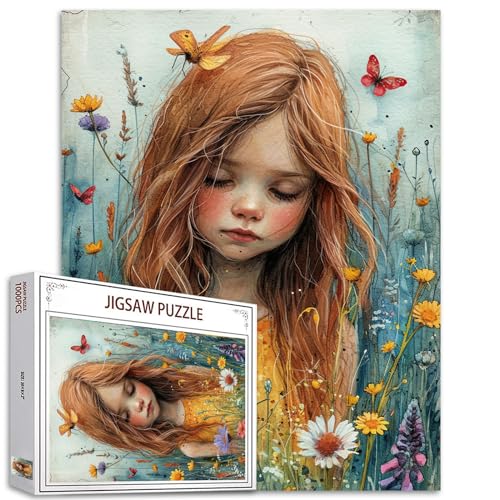 Mädchen Blumen Jigsaw Puzzle Mädchen mit bunten Schmetterlingen 1000 Stück Puzzles für Erwachsene herausfordernde Familie Aktivität Spiel DIY Puzzle Home Decor von Tucocoo