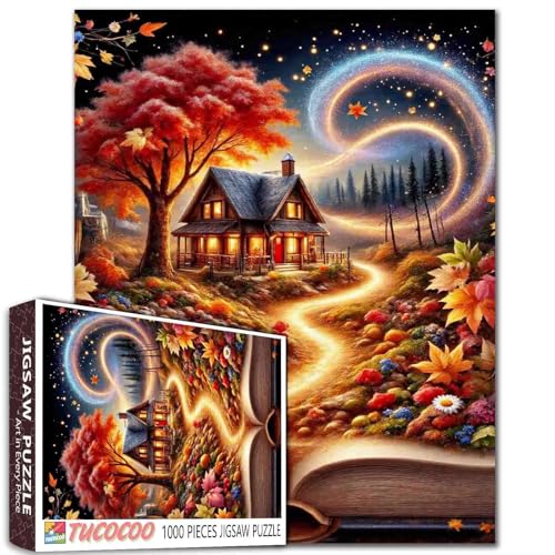 Magic Night Cabin Puzzle, seltsame Nachtszene, 1000 Teile, Puzzle für Erwachsene, 68,6 x 50,8 cm, Puzzles für Familien, HD-Qualität, gebeiztes Puzzle, Geschenk, perfekt für Spieleabende Magic Night Cabin Puzzle, seltsame Nachtszene, 1000 Teile, Puzzle für Erwachsene, 68,6 x 50,8 cm, Puzzles für Familien, HD-Qualität, gebeiztes Puzzle, Geschenk, perfekt für Spieleabende von Tucocoo
