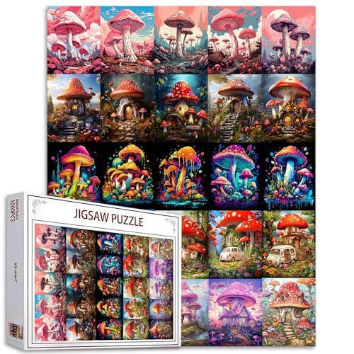 Magic World 1000 Stück Puzzles für Erwachsene Giant MushroomsPuzzle Urban Living Modern Style Art 27 x 20 Zoll Puzzles für herausfordernde Familie Aktivität Spiel DIY Puzzle Wanddekoration von Tucocoo