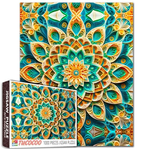 Mandala Kaleidoskop Jigsaw Puzzle für Erwachsene Blumen Blatt Pflanze Wandkunst Puzzle Entspannung Unterhaltung Aktivität Herausforderung Spielzeug für Männer Frauen Wandkunst Dekor Geschenk von Tucocoo