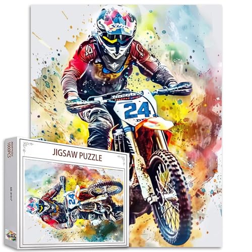 Motocross Dirt Bike Puzzle 1000 Stücke Puzzles für Erwachsene, Puzzle Puzzles für herausfordernde Familienaktivität Spiele DIY Graffiti Stil Puzzle für Home Wall Decor Geschenke für 20 x 27 Zoll von Tucocoo