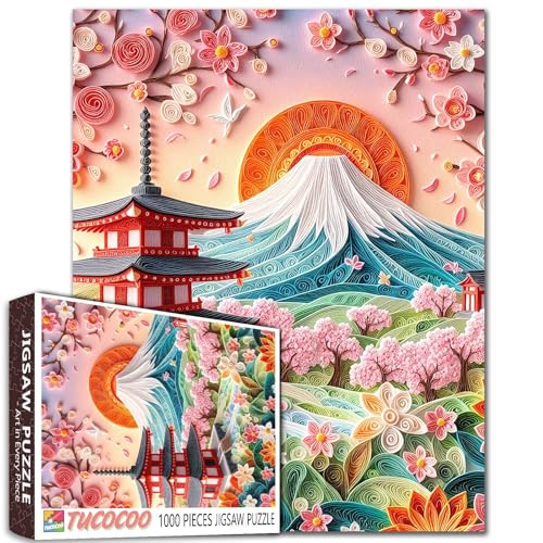 Mount Fuji Kirschblüten Sonnenuntergang Landschaft 1000 Teile Puzzle für Erwachsene Studenten Japanische Pagode Frühling Berg Blick Rosa Blumen Kunst Puzzles 50,8 x 68,6 cm Entspannende Mount Fuji Kirschblüten Sonnenuntergang Landschaft 1000 Teile Puzzle für Erwachsene Studenten Japanische Pagode Frühling Berg Blick Rosa Blumen Kunst Puzzles 50,8 x 68,6 cm Entspannende von Tucocoo