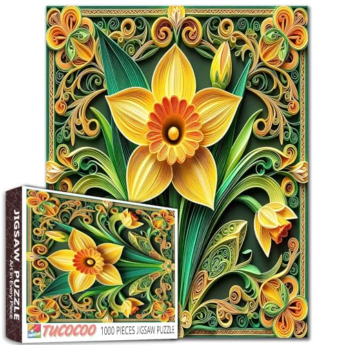 Narzisse Puzzles für Erwachsene Blumen Blätterpflanzen Puzzles Entspannung Unterhaltung Aktivität Herausfordernd für Familie oder Freunde Spiel Intellektuelle Dekomprimierung Spaß Familienspiel von Tucocoo