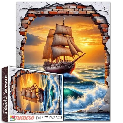 Nautical Escape Fantasy-Puzzle, Piratenschiff, Segeln, 1000 Teile, Puzzle für Erwachsene, 68,6 x 50,8 cm, Puzzles für Familien, HD-Qualität, Puzzle-Geschenk, Familienaktivität für Spielabende Nautical Escape Fantasy-Puzzle, Piratenschiff, Segeln, 1000 Teile, Puzzle für Erwachsene, 68,6 x 50,8 cm, Puzzles für Familien, HD-Qualität, Puzzle-Geschenk, Familienaktivität für Spielabende von Tucocoo
