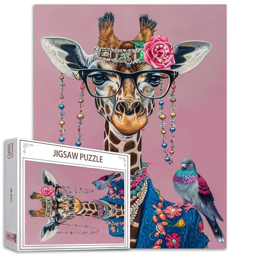 Niedliche Giraffe Jigsaw Puzzle,1000 Teile für Erwachsene,Lustige Tiere Brille Schmuck Halskette,Kreative Stil Puzzles für interessante Familienaktivitäten,Bunte DIY Geschenke Jigsaw Puzzle Niedliche Giraffe Jigsaw Puzzle,1000 Teile für Erwachsene,Lustige Tiere Brille Schmuck Halskette,Kreative Stil Puzzles für interessante Familienaktivitäten,Bunte DIY Geschenke Jigsaw Puzzle von Tucocoo