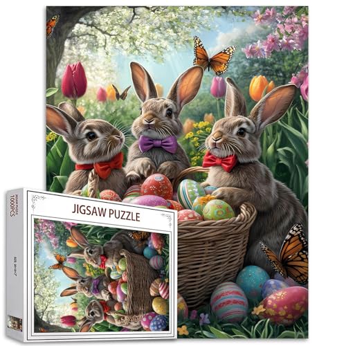 Niedliche Osterhasen und bunte Eier, 1000-teiliges Puzzle, Waldkaninchen-Puzzle für Erwachsene, 1000 Teile, natürliche Pflanzen, Puzzle, Kunst, Familienspiel, Erwachsenenpuzzle Niedliche Osterhasen und bunte Eier, 1000-teiliges Puzzle, Waldkaninchen-Puzzle für Erwachsene, 1000 Teile, natürliche Pflanzen, Puzzle, Kunst, Familienspiel, Erwachsenenpuzzle von Tucocoo