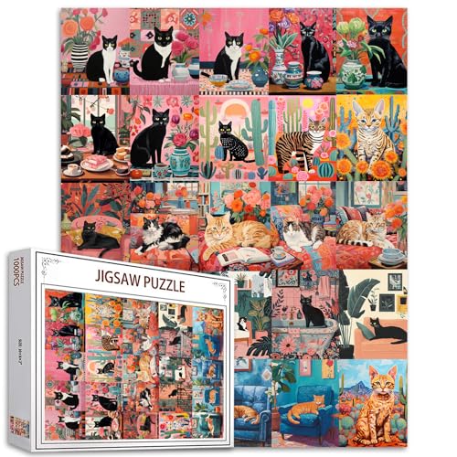 Niedliche Schwarze Katze 1000 Stück Puzzle für Erwachsene - Sukkulenten und Tropische Pflanzen - Herausforderndes Familien-Aktivitätsspiel - Buntes DIY-Bastel-Puzzle für Heimdekoration und Geschenke Niedliche Schwarze Katze 1000 Stück Puzzle für Erwachsene - Sukkulenten und Tropische Pflanzen - Herausforderndes Familien-Aktivitätsspiel - Buntes DIY-Bastel-Puzzle für Heimdekoration und Geschenke von Tucocoo