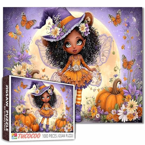 Niedliches Halloween-Puzzle für Erwachsene, 1000 Teile, Kürbisse, Schmetterlinge und Blumen, buntes Fantasie-Kunst-Puzzle für Damen, Herren, Teenager, herausforderndes Spiel, Spaß, Herbstdekoration Niedliches Halloween-Puzzle für Erwachsene, 1000 Teile, Kürbisse, Schmetterlinge und Blumen, buntes Fantasie-Kunst-Puzzle für Damen, Herren, Teenager, herausforderndes Spiel, Spaß, Herbstdekoration von Tucocoo