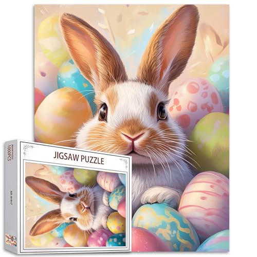 Tucocoo 1000-teiliges Puzzle für Erwachsene: Niedliches Kaninchen, umgeben von Ostereiern, Klassisches Ostereier-Puzzle, 70 x 50 cm, Karton, ab 14 Jahren, Anfänger, 1 Set, 1000 Teile, 1 Karton Tucocoo 1000-teiliges Puzzle für Erwachsene: Niedliches Kaninchen, umgeben von Ostereiern, Klassisches Ostereier-Puzzle, 70 x 50 cm, Karton, ab 14 Jahren, Anfänger, 1 Set, 1000 Teile, 1 Karton von Tucocoo
