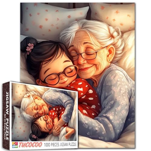 Niedliches Mädchen, das mit Großmutter schläft, 1000-teiliges Puzzle für Erwachsene, Studenten, warmes Ölgemälde, gemütliches Heimdekor-Puzzle, 50,8 x 68,6 cm, Familienspaß, entspannendes Spiel Niedliches Mädchen, das mit Großmutter schläft, 1000-teiliges Puzzle für Erwachsene, Studenten, warmes Ölgemälde, gemütliches Heimdekor-Puzzle, 50,8 x 68,6 cm, Familienspaß, entspannendes Spiel von Tucocoo